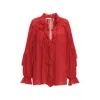 By Felizia Women's Ruffle Blouse In Red In Red