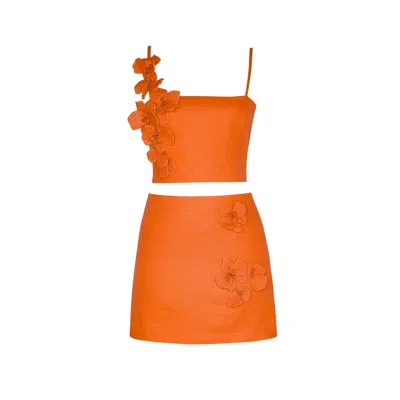 By Felizia Yellow / Orange Oralia Fleur Set In Tangerine