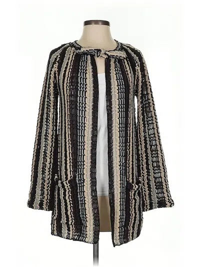 Pre-owned By Francine Wool Cardigan Sweater In Black