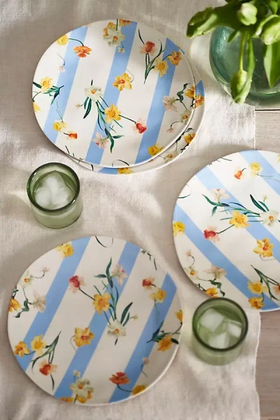 By Hope Daffodil Stripe Melamine Dinner Plates, Set Of 4