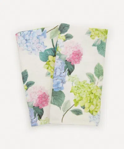 By Hope Hydrangea 45x45cm Linen Napkins Set Of Two In Multicoloured