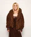 By Jill Martin Hooded Cropped Length Button Front Lounger Jacket In Brown