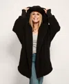 By Jill Martin Hooded Sherpa Button Front Lounger Jacket In Black