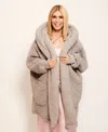 By Jill Martin Hooded Sherpa Button Front Lounger Jacket In Gray