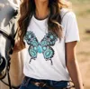 By Jodi Llc Butterfly Western T-shirt In White In White