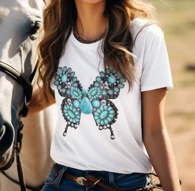 By Jodi Llc Butterfly Western T-shirt In White
