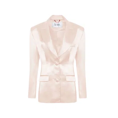 By Keara Women's Pink / Purple The Satin Timeless Blazer - Apricot In Pink/purple