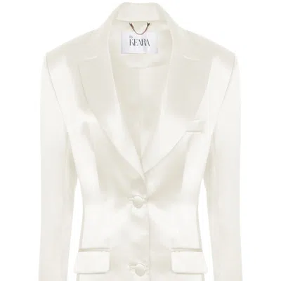 By Keara Women's White The Satin Timeless Blazer - Cream