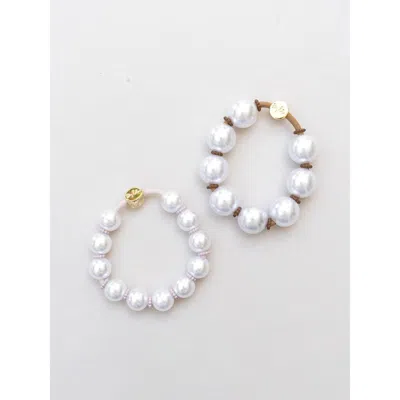 By Lilla At Tiffany's Capsule Beaded Bracelet Hairtie In White