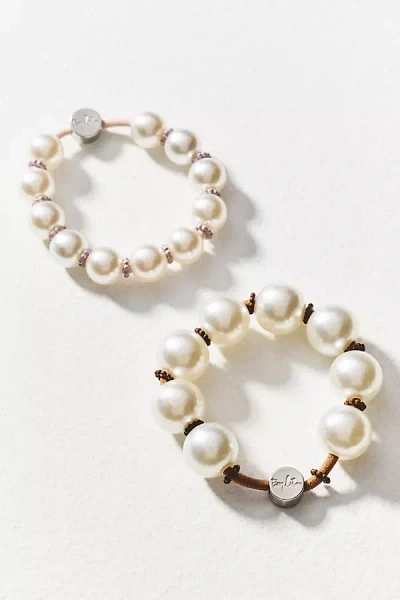By Lilla At Tiffany's Pearl Hair Ties, Set Of 2 In White