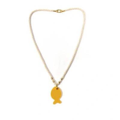 By Lilla Rope Fish Necklace In White