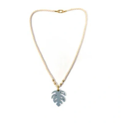 By Lilla Rope Leaf Necklace In White