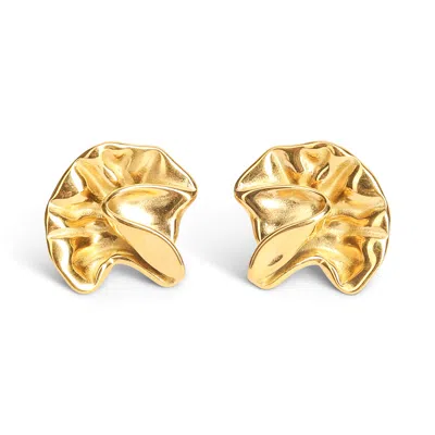 By Majime Women's Aiko Statement Flower Gold Earrings