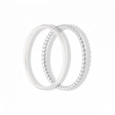 By Majime Women's Ami & Emi Twisted Ring Set Sterling Silver