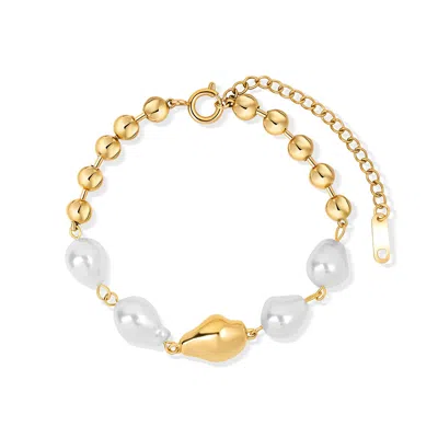 By Majime Women's Gold Elysia Pearl Chain Bracelet