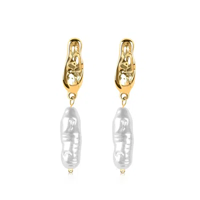 By Majime Women's Gold Zarya Pearl Earrings
