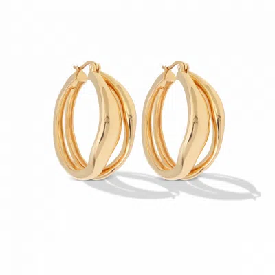 By Majime Women's Saya Assymetric Large Gold Earring Hoops