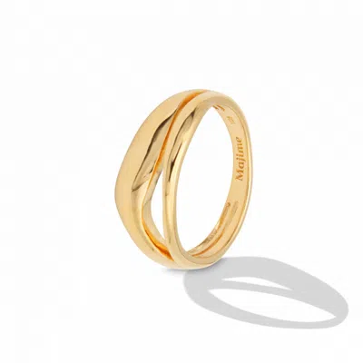 By Majime Women's Saya Assymetric Open Gold Ring
