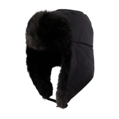 By Malene Birger 103701-050 Fur-trimmed Cotton Beanie In Black