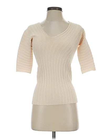 Pre-owned By Malene Birger 3/4 Sleeve Top Ivory Scoop Neck Tops In White