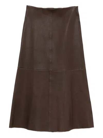 By Malene Birger A-line Leather Skirt In Brown