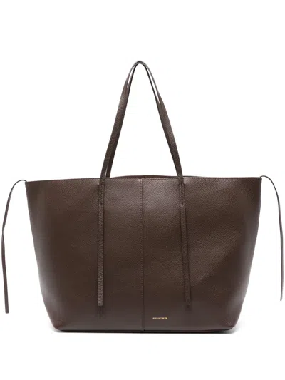 By Malene Birger Abilla Grained-leather Tote Bag In Brown