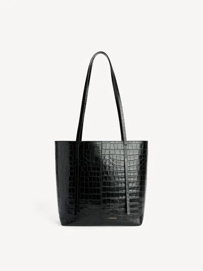 By Malene Birger Abilso Croco Leather Tote In Black