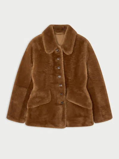 By Malene Birger Adeline Shearling Jacket In Toffee