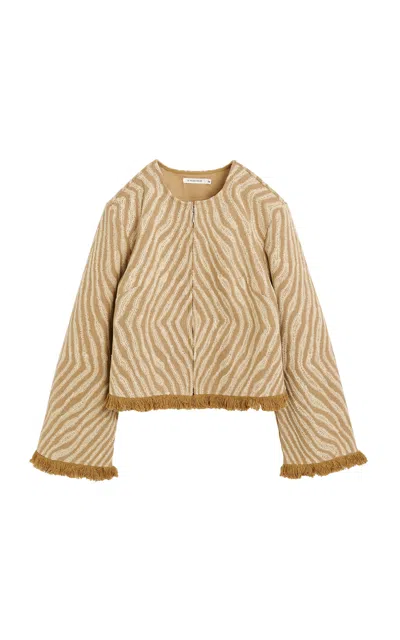By Malene Birger Akello Animal-printed Cotton Jacket In Nude