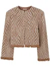By Malene Birger Cropped Fringe Blazer Textured Fabric In Brown