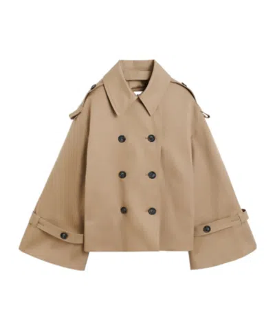 By Malene Birger Alisandra Cropped Organic Cotton Trench Coat In Fosil