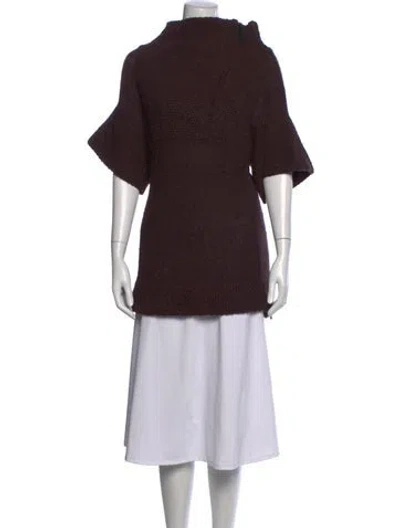 Pre-owned By Malene Birger Alpaca Mock Neck Sweater In Brown