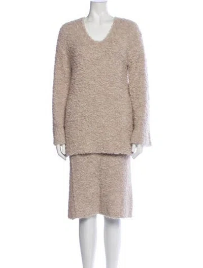 Pre-owned By Malene Birger Alpaca Skirt Set In Neutral