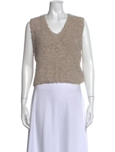Pre-owned By Malene Birger Alpaca V-neck Sweater In Neutral