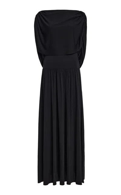 By Malene Birger Alva Draped Modal-blend Maxi Dress In Black
