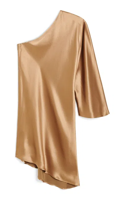 By Malene Birger Alvana Asymmetric Satin Mini Dress In Bronze