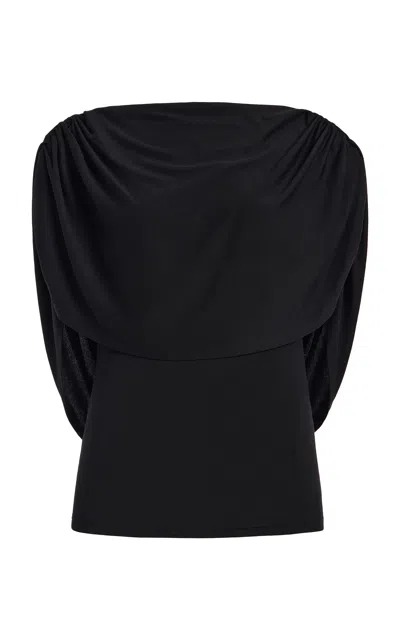 By Malene Birger Alvera Draped Modal-blend Top In Black
