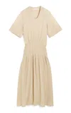 By Malene Birger Anais Shirred Ramie-cotton Maxi Dress In Neutral