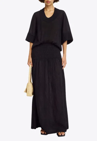 By Malene Birger Anais Short-sleeved Maxi Dress In Black