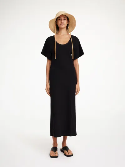 By Malene Birger Anaissa Ribbed Cotton-blend Jersey Midi Dress In Black
