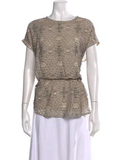 Pre-owned By Malene Birger Animal Print Crew Neck Top In Neutral
