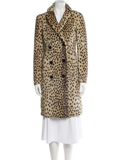 Pre-owned By Malene Birger Animal Print Faux Fur Coat In Neutral