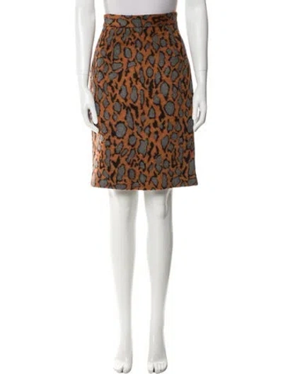Pre-owned By Malene Birger Animal Print Knee-length Skirt In Orange