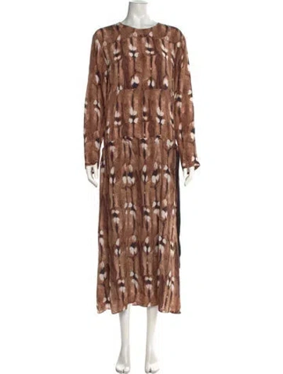 Pre-owned By Malene Birger Animal Print Long Dress In Neutrals