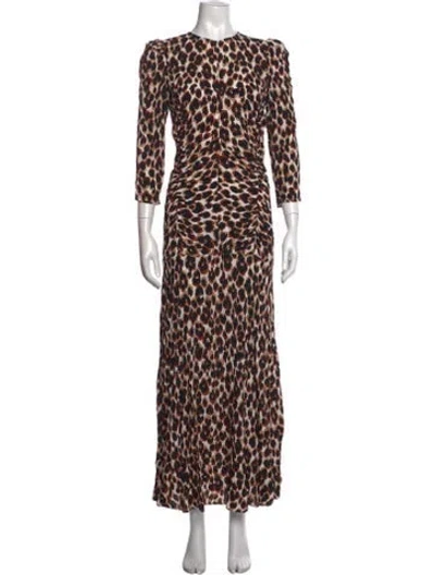 Pre-owned By Malene Birger Animal Print Long Dress In White