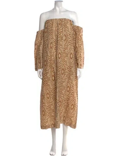 Pre-owned By Malene Birger Animal Print Midi Length Dress In Neutral