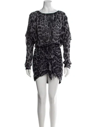 Pre-owned By Malene Birger Animal Print Mini Dress In Black/grey