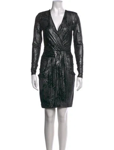 Pre-owned By Malene Birger Animal Print Mini Dress In Black/metallic