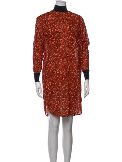Pre-owned By Malene Birger Animal Print Mini Dress In Red