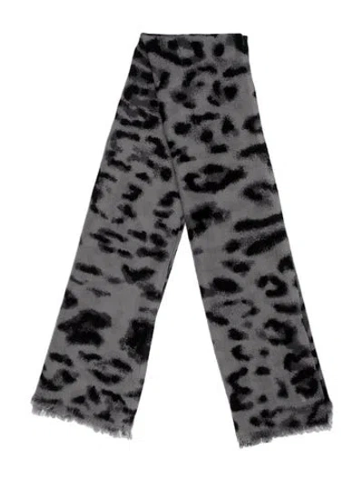 Pre-owned By Malene Birger Animal Print Scarf In Grey